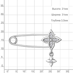 Булавка Аквамарин - Серебро 925, Фианит (арт. 77537А.5)