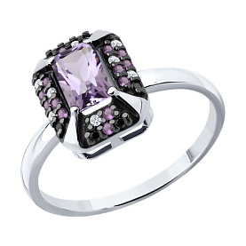 Кольцо SOKOLOV - Серебро 925, Аметист, Фианит (арт. 92014868)