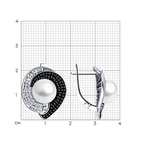 Серьги Diamant - Серебро 925, Жемчуг культивированный, Фианит, Шпинель (арт. 94-320-01965-1)