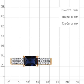 Кольцо Аквамарин - Серебро 925, Синтетический сапфир , Фианит (арт. 600250АБ.6)