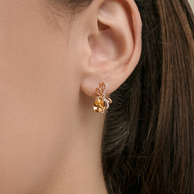 Серьги SOKOLOV - Золото 585, Фианит, Цитрин (арт. 729384)