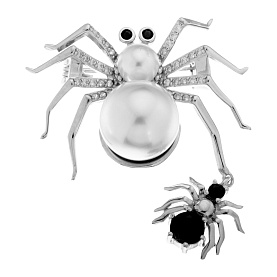 Брошь Мастер Клио - Серебро 925, Жемчуг имитация, Фианит (арт. 24В156190)