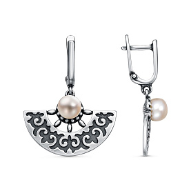 Серьги Красная пресня - Серебро 925, Жемчуг культивированный (арт. 33317440)