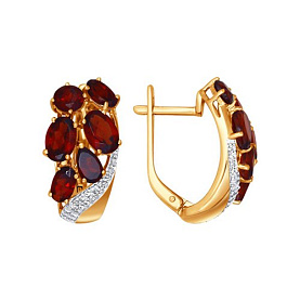 Серьги SOKOLOV - Золото 585, Гранат, Фианит (арт. 723788)
