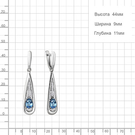 Серьги Аквамарин - Серебро 925, Топаз, Фианит (арт. 4783005А.5)