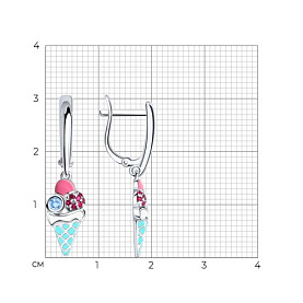 Серьги SOKOLOV - Серебро 925, Синтетический рубин, Фианит, Эмаль (арт. 94022984)