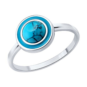 Кольцо Diamant - Серебро 925, Синтетическая бирюза, Эмаль (арт. 94-310-02367-1)