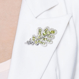 Брошь SOKOLOV - Серебро 925, Фианит, Хризолит (арт. 92040096)