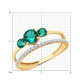 Кольцо SOKOLOV - Золото 585, Синтетический изумруд, Фианит (арт. 717372)