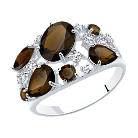 Кольцо SOKOLOV - Серебро 925, Раухтопаз, Фианит (арт. 92010222)