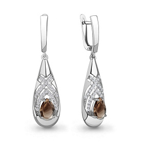 Серьги Аквамарин - Серебро 925, Кварц, Фианит (арт. 4968301А.5)