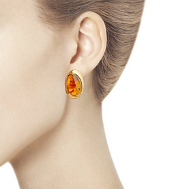Серьги Diamant - Серебро 925, Янтарь пресс. (арт. 93-320-00477-1)