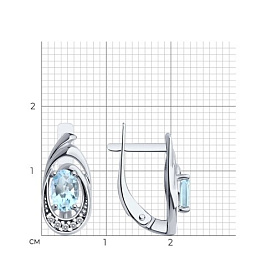 Серьги Diamant - Серебро 925, Топаз, Фианит (арт. 94-320-02686-2)