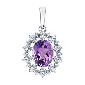 Подвеска Diamant - Серебро 925, Аметист, Фианит (арт. 94-330-02042-3)