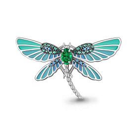 Брошь Аквамарин - Серебро 925, Синтетический изумруд, Синтетический сапфир , Эмаль (арт. 77475БГ.5)