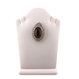 Брошь Янтарная волна - Серебро 925, Марказит, Янтарь (арт. 825435к)