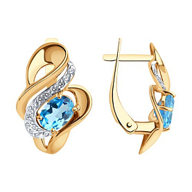 Серьги SOKOLOV - Золото 585, Топаз, Фианит (арт. 725071)