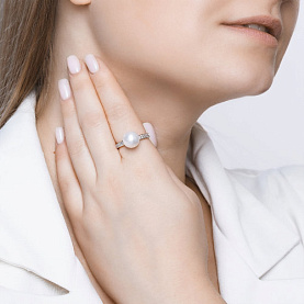 Кольцо SOKOLOV - Золото 585, Swarovski , Жемчуг культивированный (арт. 791167)
