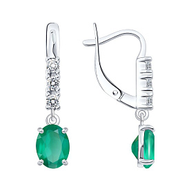 Серьги SOKOLOV - Серебро 925, Агат, Фианит (арт. 92023137)