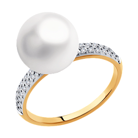 Кольцо SOKOLOV - Золото 585, Swarovski , Жемчуг культивированный (арт. 791167)