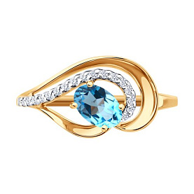 Кольцо SOKOLOV - Золото 585, Топаз, Фианит (арт. 717366)