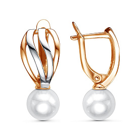 Серьги Красная пресня - Серебро 925, Жемчуг имитация (арт. 33614693Д)