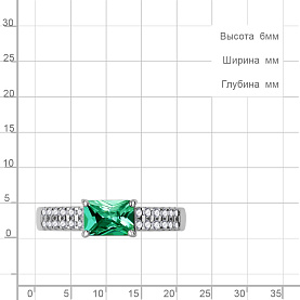 Кольцо Аквамарин - Серебро 925, Синтетический изумруд, Фианит (арт. 600250АГ.5)