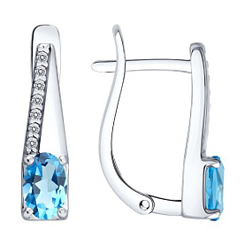 Серьги SOKOLOV - Серебро 925, Топаз, Фианит (арт. 92025356)