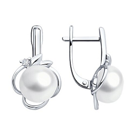 Серьги SOKOLOV - Серебро 925, Жемчуг культивированный, Фианит (арт. 92022994)