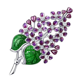 Брошь SOKOLOV - Серебро 925, Фианит, Эмаль (арт. 94040228)