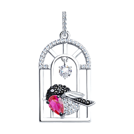 Подвеска SOKOLOV - Серебро 925, Синтетический рубин, Фианит (арт. 94031985)