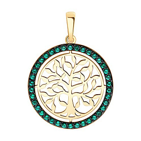 Подвеска SOKOLOV - Золото 585, Синтетический изумруд (арт. 732866)