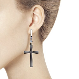 Серьги SOKOLOV - Серебро 925, Керамика, Фианит (арт. 94023954)