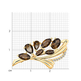 Брошь Diamant - Серебро 925, Раухтопаз, Фианит (арт. 93-340-00528-1)