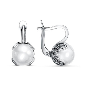 Серьги Красная пресня - Серебро 925, Жемчуг имитация (арт. 33616440)