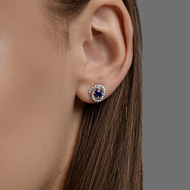 Серьги SOKOLOV - Серебро 925, Сапфир, Фианит (арт. 62020027)