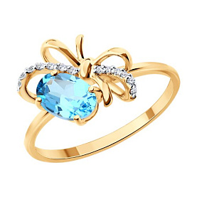 Кольцо SOKOLOV - Золото 585, Топаз, Фианит (арт. 717361)