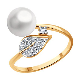 Кольцо SOKOLOV - Серебро 925, Жемчуг культивированный, Фианит (арт. 92012169)