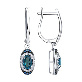 Серьги SOKOLOV - Серебро 925, Топаз лондон, Фианит (арт. 92025361)