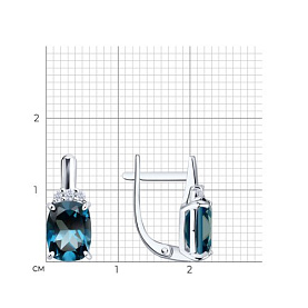 Серьги SOKOLOV - Золото 585, Топаз лондон, Фианит (арт. 729034-3)