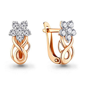 Серьги Аквамарин - Золото 585, Фианит (арт. 45368А.1)