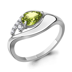 Кольцо Аквамарин - Серебро 925, Фианит, Хризолит (арт. 65015007А.5)