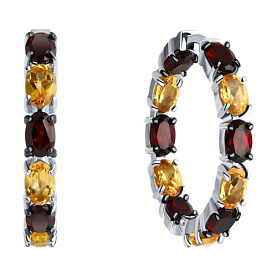 Серьги SOKOLOV - Серебро 925, Гранат, Цитрин (арт. 92022802)