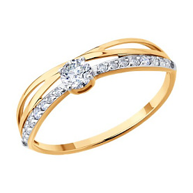 Кольцо SOKOLOV - Золото 585, Фианит (арт. 019583)