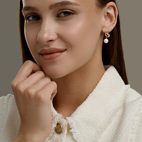 Серьги SOKOLOV - Золото 585, Жемчуг культивированный, Фианит (арт. 792472)