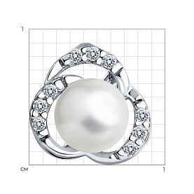 Подвеска SOKOLOV - Серебро 925, Жемчуг синтетический, Фианит (арт. 94033067)