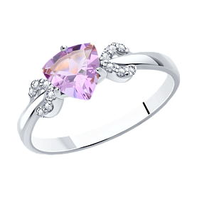 Кольцо SOKOLOV - Серебро 925, Аметист, Фианит (арт. 92011042)