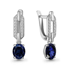 Серьги Аквамарин - Серебро 925, Синтетический сапфир , Фианит (арт. 450170АБ.5)