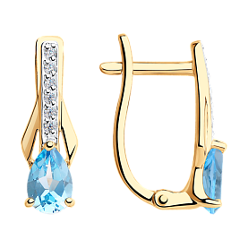 Серьги SOKOLOV - Золото 375, Топаз, Фианит (арт. 37725956)