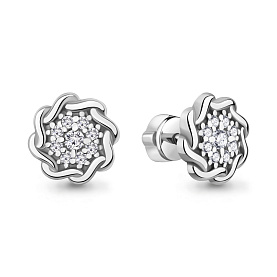 Серьги Аквамарин - Серебро 925, Фианит (арт. 400965А.5)